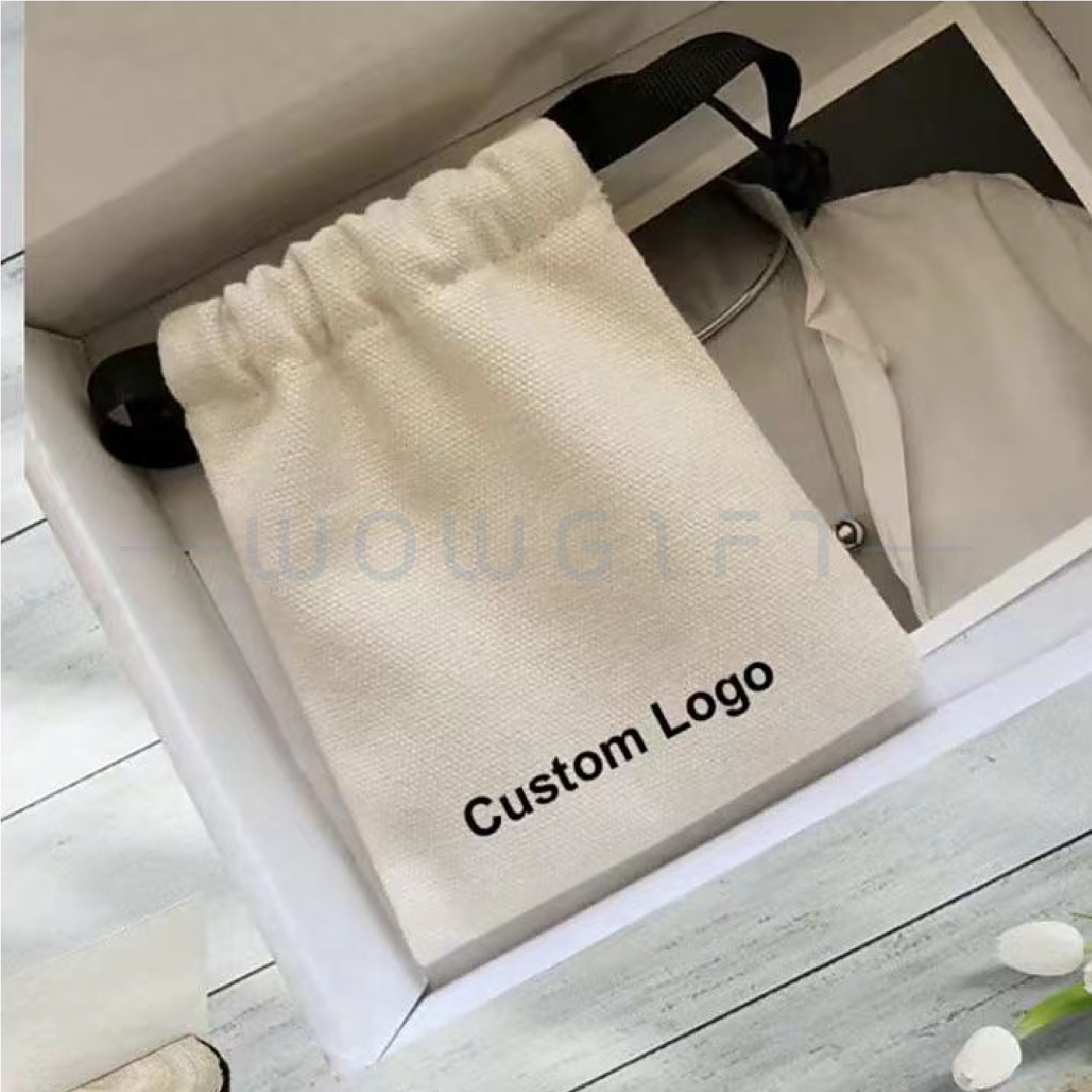 棉麻束口袋・抽繩設計（可印 LOGO｜禮品收納袋）