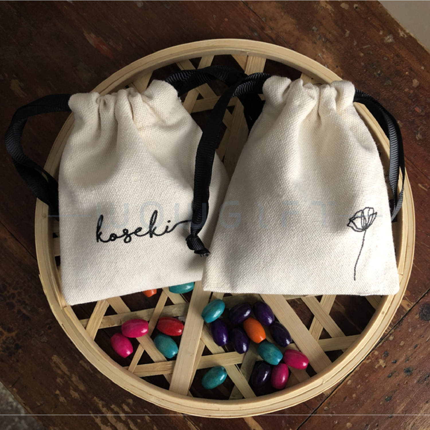 棉麻束口袋・抽繩設計（可印 LOGO｜禮品收納袋）