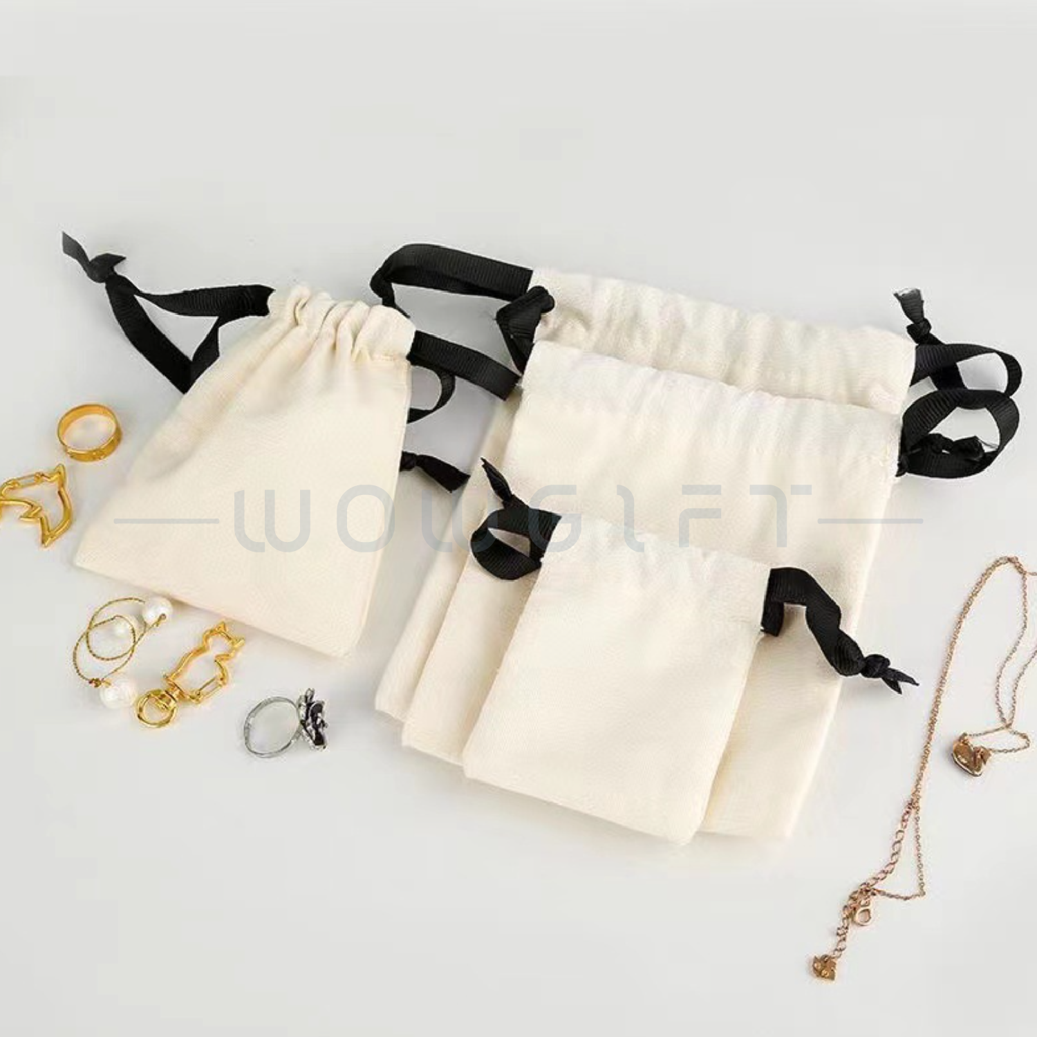 棉麻束口袋・抽繩設計（可印 LOGO｜禮品收納袋）