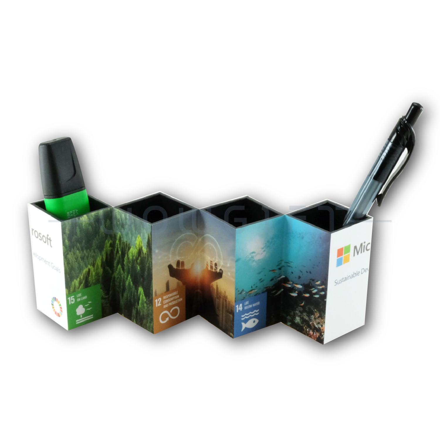 神奇翻轉筆筒．可展開 360° 全景廣告卡 / 客製 LOGO