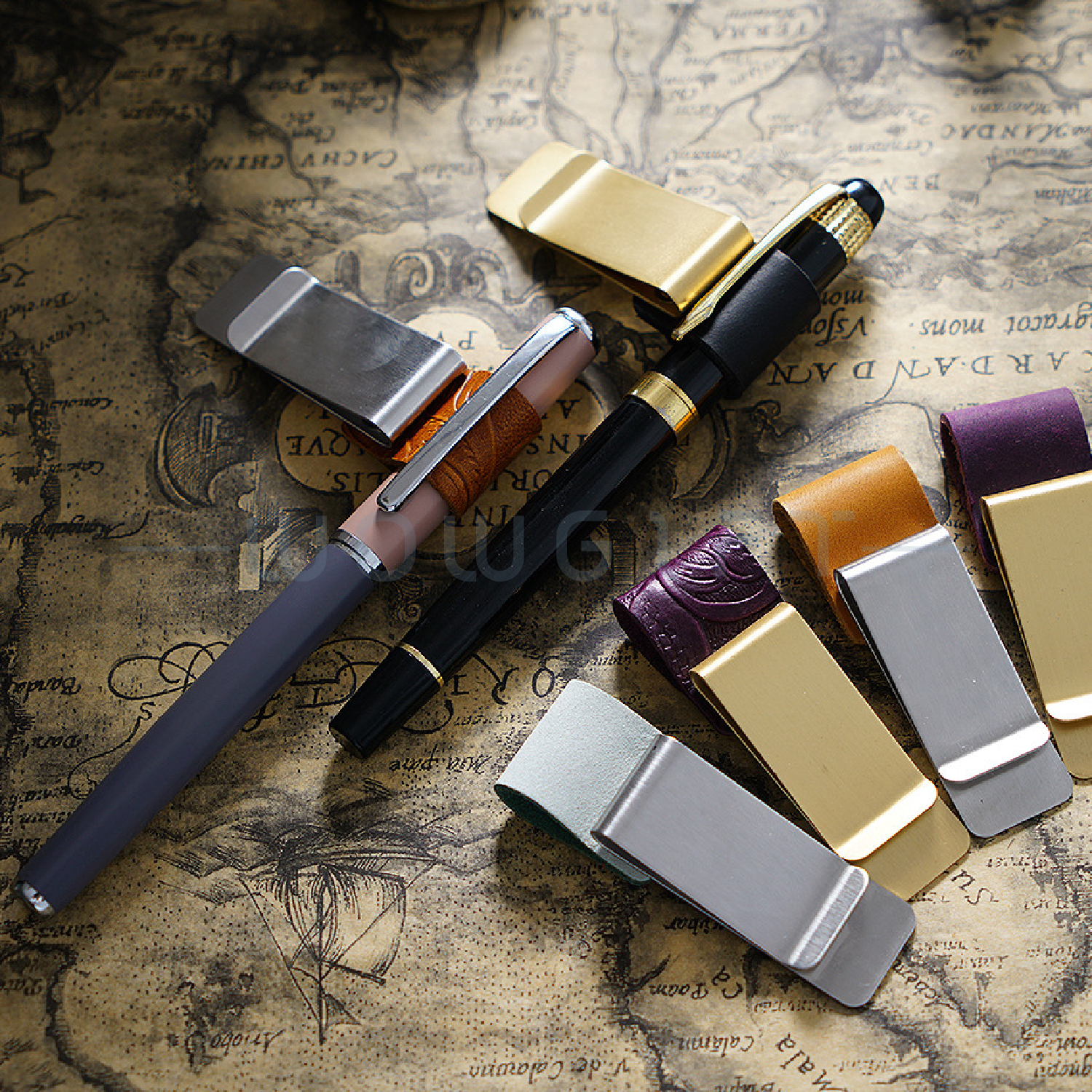 黃銅筆扣真皮筆夾．手帳專用筆夾