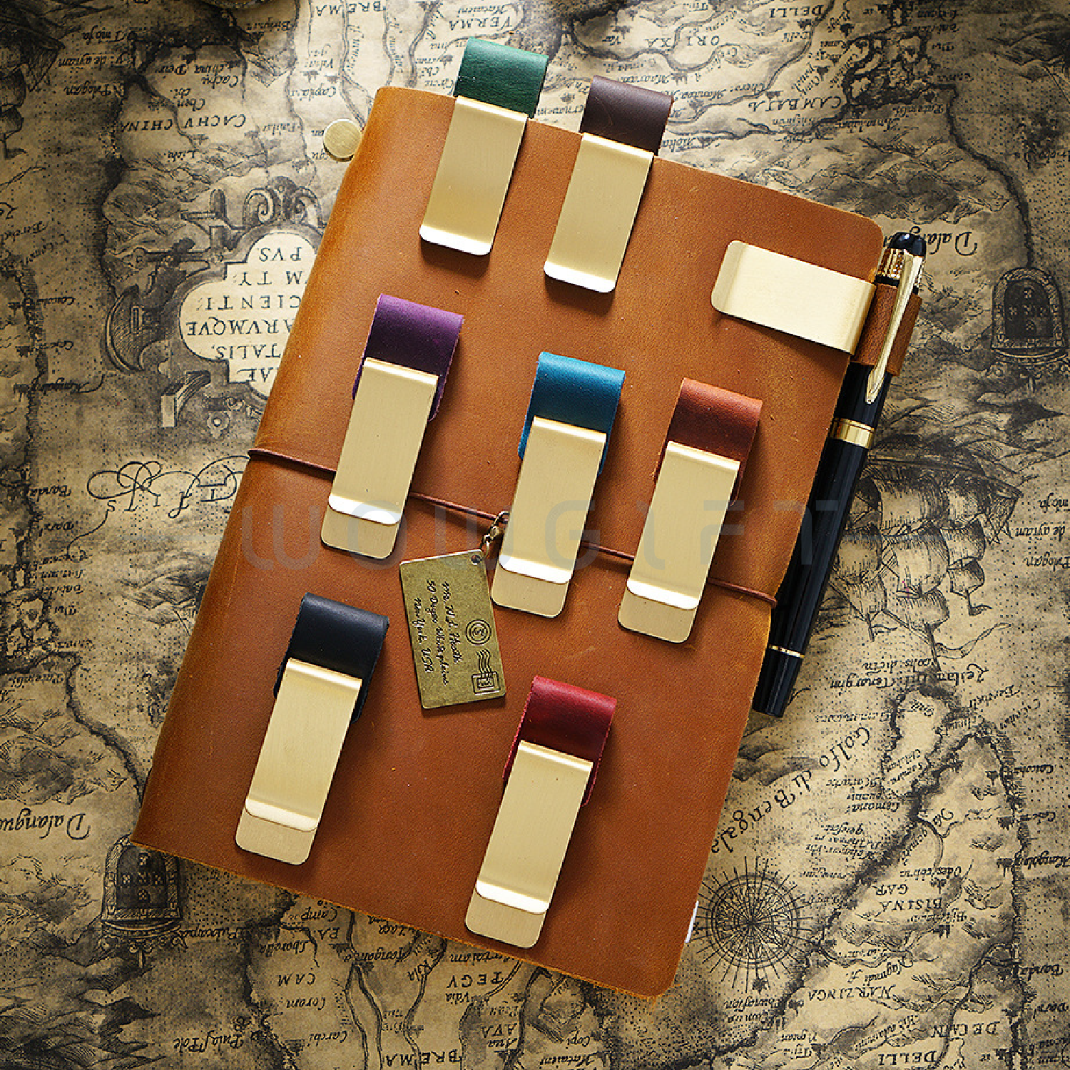 黃銅筆扣真皮筆夾．手帳專用筆夾