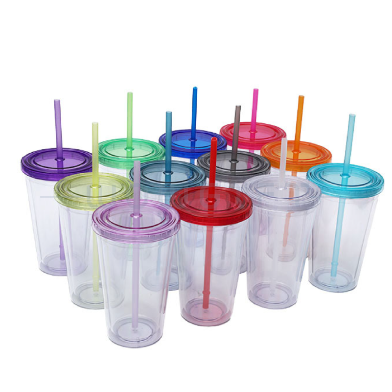 雙層塑膠吸管杯