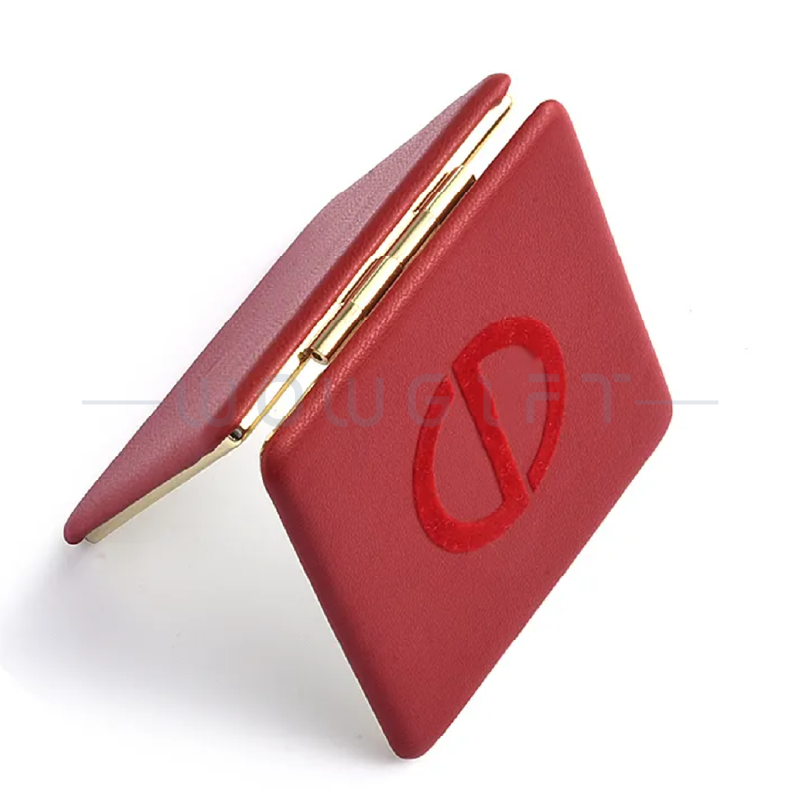 紅皮革方形隨身鏡