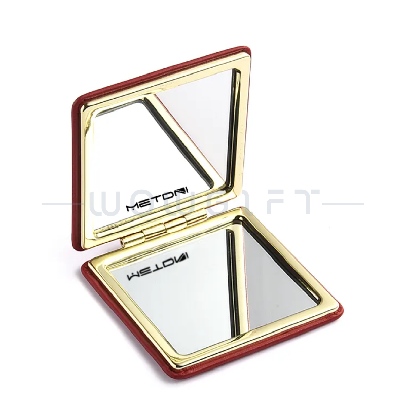 紅皮革方形隨身鏡