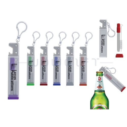 可折疊金屬吸管組．附開瓶器掛環｜外出隨行贈品首選