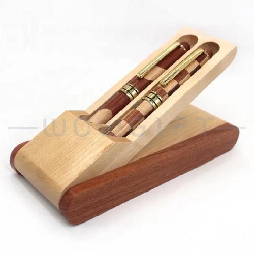 天然原木雙筆禮盒組．高質感木盒 × 金屬筆 / 支援客製雕刻