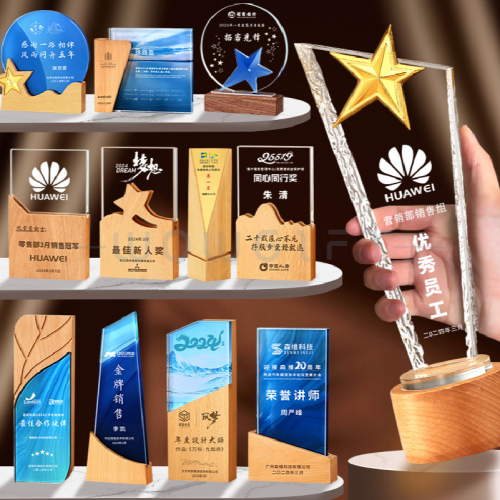 客製化鍍金水晶獎座，高端禮盒裝冠軍獎盃・年度優秀員工表揚獎