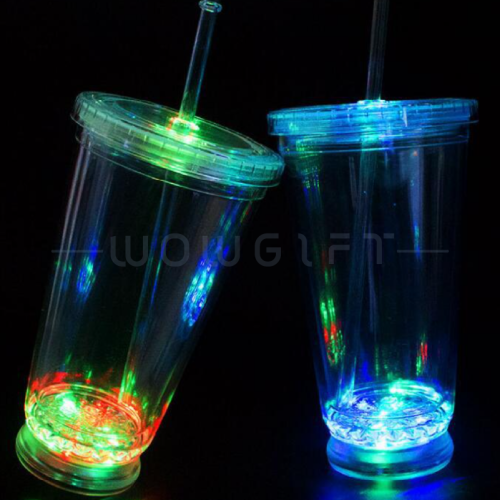 LED 發光雙層吸管杯客製，夜光杯／廣告杯／派對杯／活動贈品